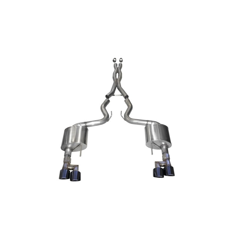 Corsa 18-23 Ford Mustang 5.0L V8 3in Xtreme Cat-Back Dual Rear Exit w/ 4in Black PVD Pro-Series Tips