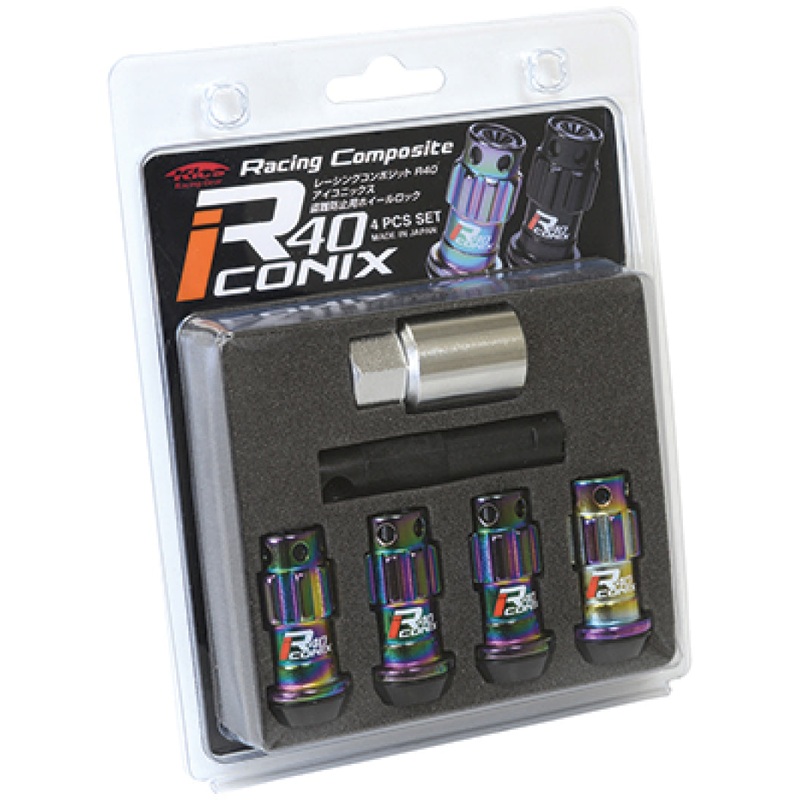 Project Kics 12X1.50 R40 Iconix Neochrome Lug Nut Lock Set – 4