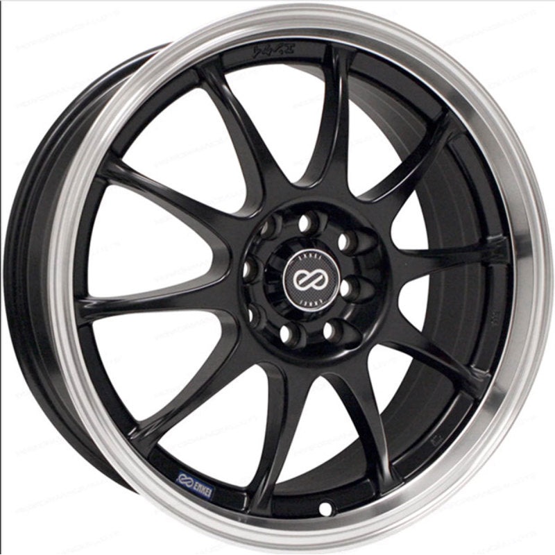 Enkei J10 17×7 4×100/108 42mm Offset 72.62mm Bore Dia Matte Black w/ Machined Lip Wheel
