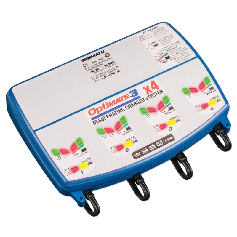Tecmate Optimate 3 Complete 12V Battery Charger – 4-Bank TM-455