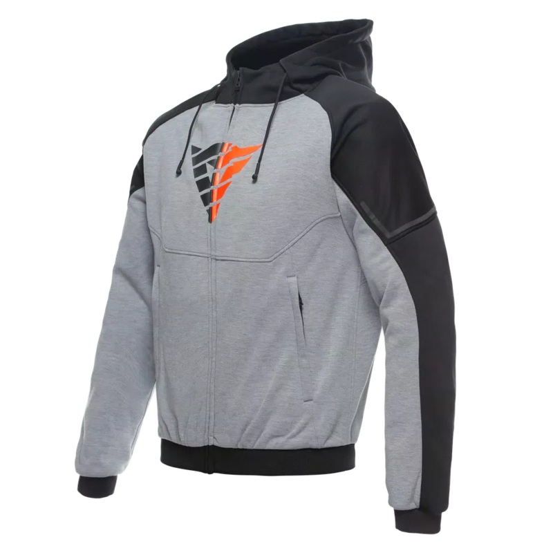 DAINESE DAEMON-X SAFETY FULLZIP HOODIE – MELANGE-GRAY/BLACK/FLUO-RED 46