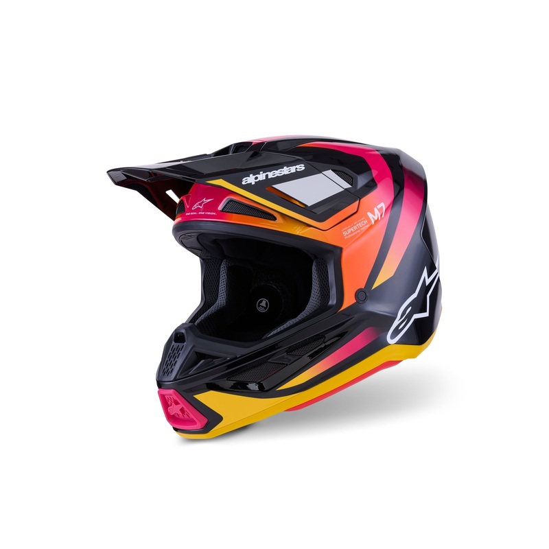 ALPINESTARS 2026 S-M7 RISE HELMET – BLACK YELLOW PINK GLOSSY XS