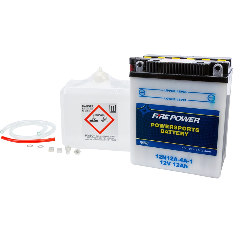 Fire Power Conventional 12V Standard Battery with Acid Pack 12N12A-4A-1