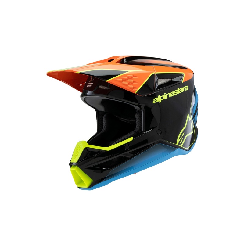 ALPINESTARS 2025 YOUTH SUPERTECH M3 FRAY HELMET – BLACK ORANGE YELLOW FLUO GLOSSY S