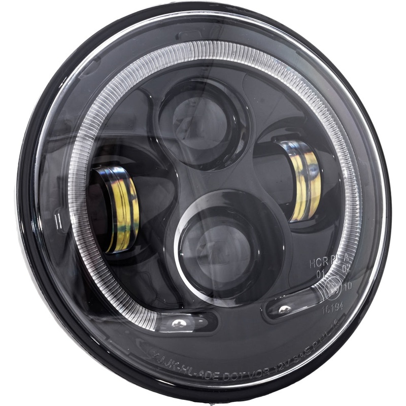 Letric Lighting Co. 7in. Premium LED Headlight with Full-HALO For Indian – Black LLC-ILHP-7B