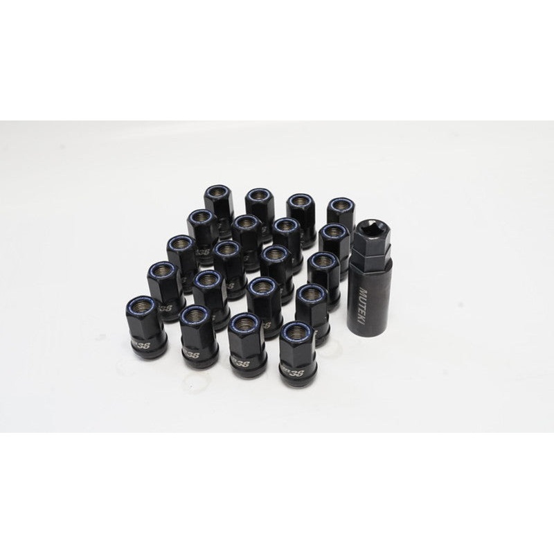 Wheel Mate Muteki HR38 Open End Lug Nuts 12×1.50 Titanium Chrome / Blue Ring