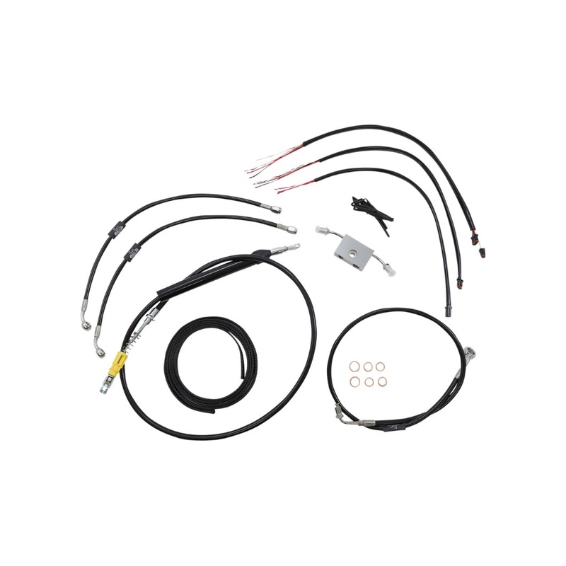 LA Choppers Complete Handlebar Cable/Brake & Clutch Line/Wire Kit – Black Vinyl LA-8157KT2-16B