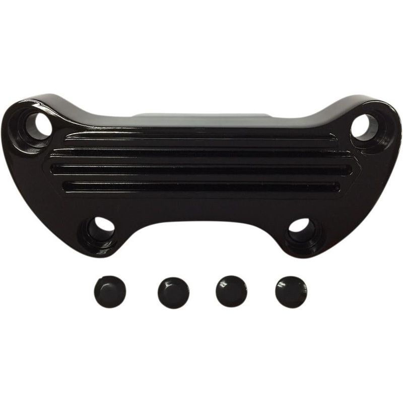 Drag Specialties Gloss Black Handlebar Clamps with Skirt – Finned 0603-0810
