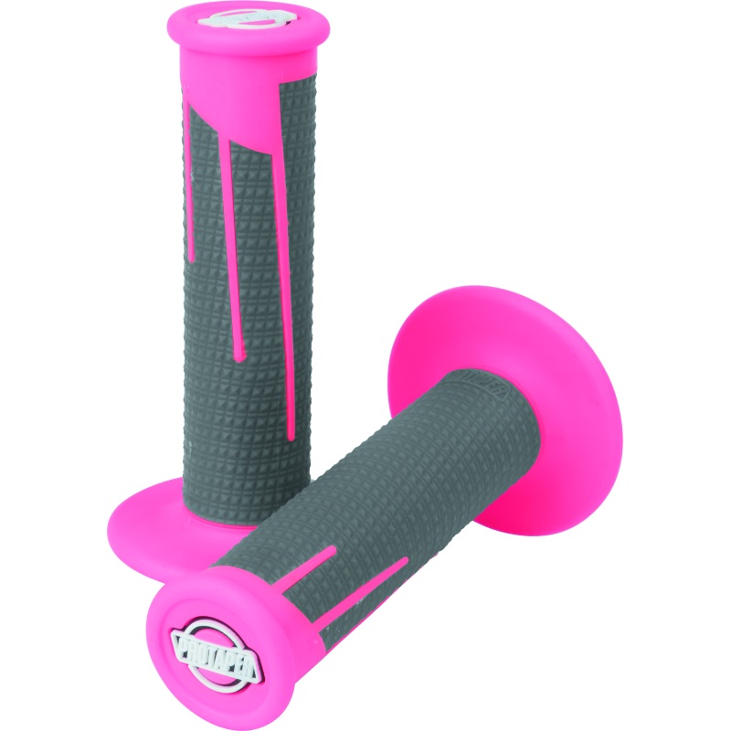 ProTaper Full Diamond Clamp-On Grips – Neon Pink/Dark Gray