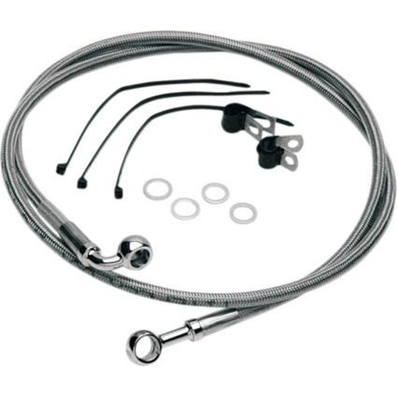 Drag Specialties Standard Length Front Stainless Steel Brake Line Kit – Clear 640311