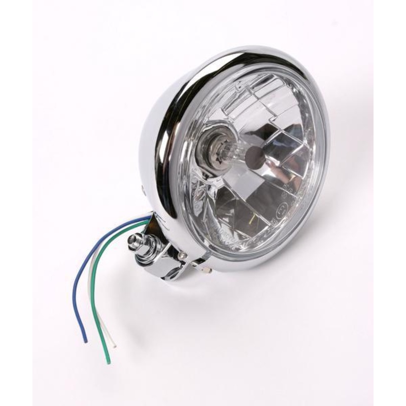 Drag Specialties 5 3/4in. Diamond-Style Bottom-Mount Headlight – Chrome – Clear Lens 20-6035WI