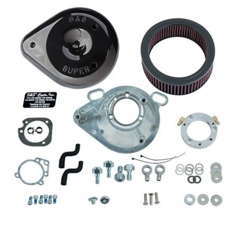 S&S Cycle 01-17 Stock EFI BT Models Teardrop Air Cleaner Kit – Gloss Black