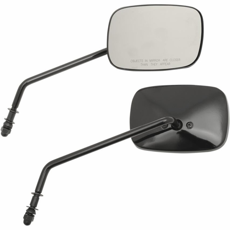 Drag Specialties OEM Style Rectangular Mirrors – Long Stem – Black 0640-0983