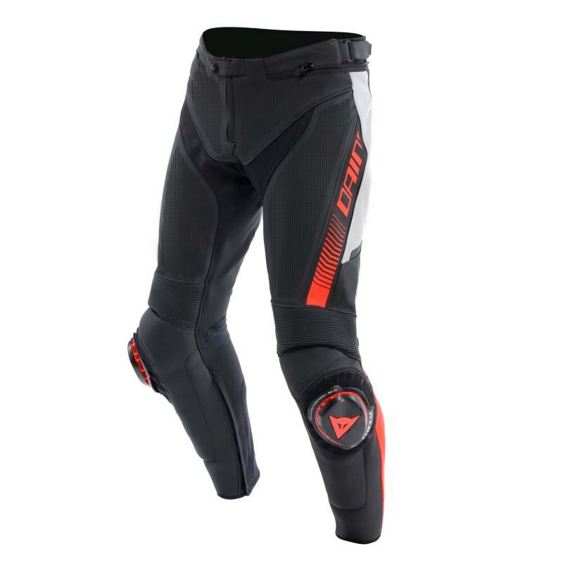 Dainese Super Speed Perforated Leather Pants Black/White/Red-Fluorescent Size – 60