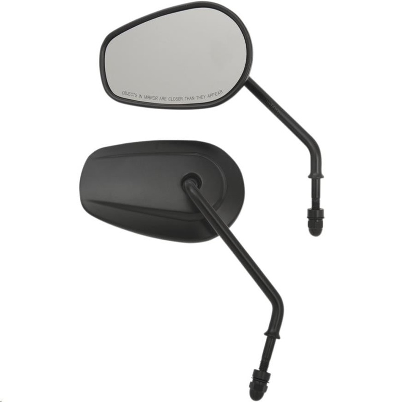 Drag Specialties OEM-Style Teardrop Mirror – Long Stem – Matte Black 0640-1310