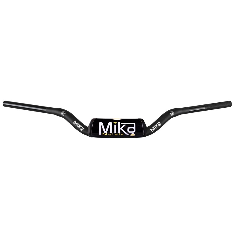 Mika Metals 1-1/8in. Raw Series Handlebar – RC Bend/Honda Stock/Kaw Stock – Black MK-RA-RC-BLACK