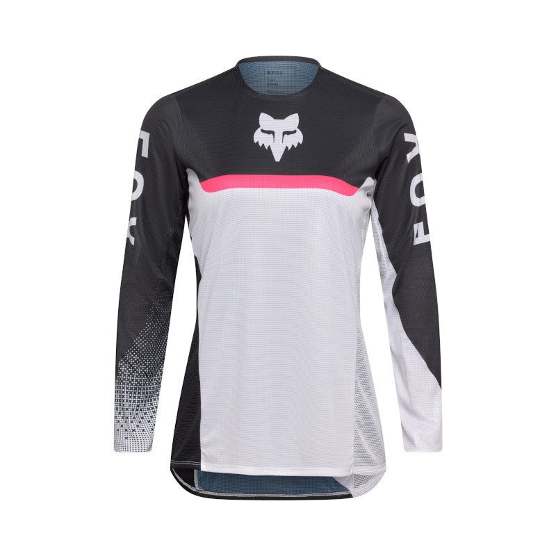 FOX 2026 WOMENS FLEXAIR FRACTURE JERSEY – WHITE/BLACK XS