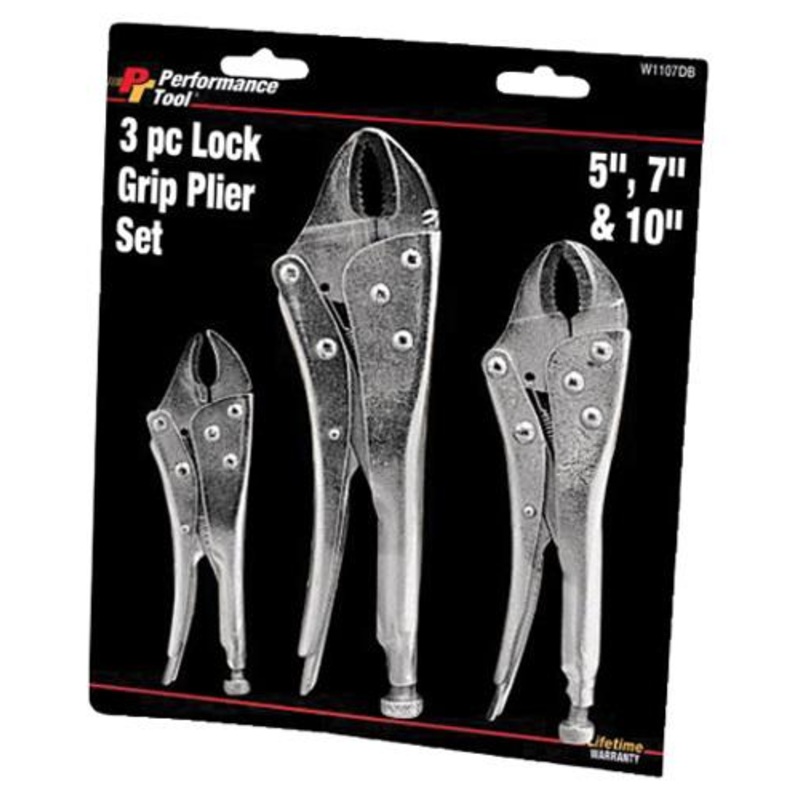 Performance Tools 3 Piece Lock Grip Pliers Set W1107DB
