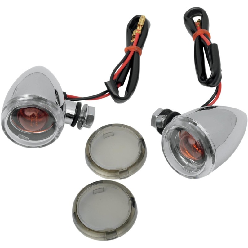 Drag Specialties Mini Deuce Marker Lights with Bolt Mount – Chrome Housing – Clear/Smoke Lens 20-6390C/MH