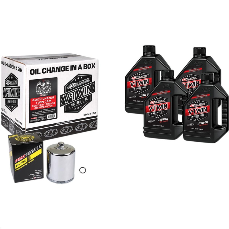 Maxima Twin Cam Synthetic Quick Oil Change Kit with Chrome Filter 90-119014PC