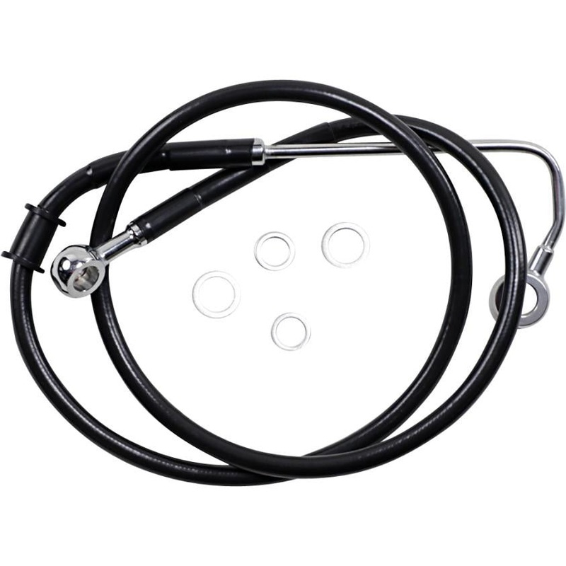 Drag Specialties Extended Stainless Steel Front Brake Line Kit – Black Vinyl Coated – 28 3/4in. 1741-5795