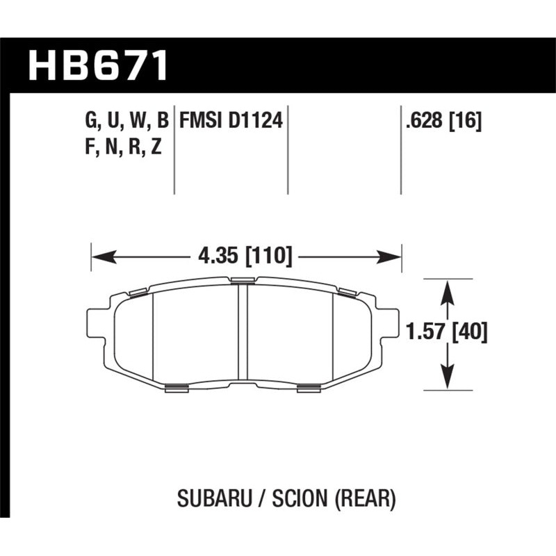 Hawk 2013-2014 Scion FR-S Base 2dr Coupe HPS 5.0 Rear Brake Pads