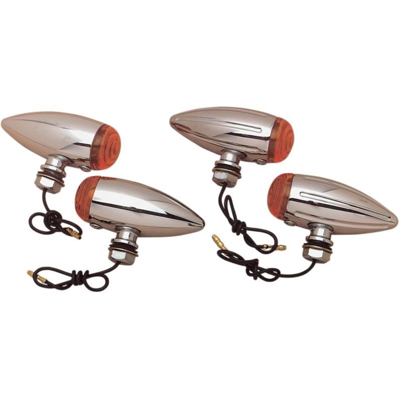 Drag Specialties Chrome Marker Lights – Smooth – Amber lens – Amber LED 20-6589SALED
