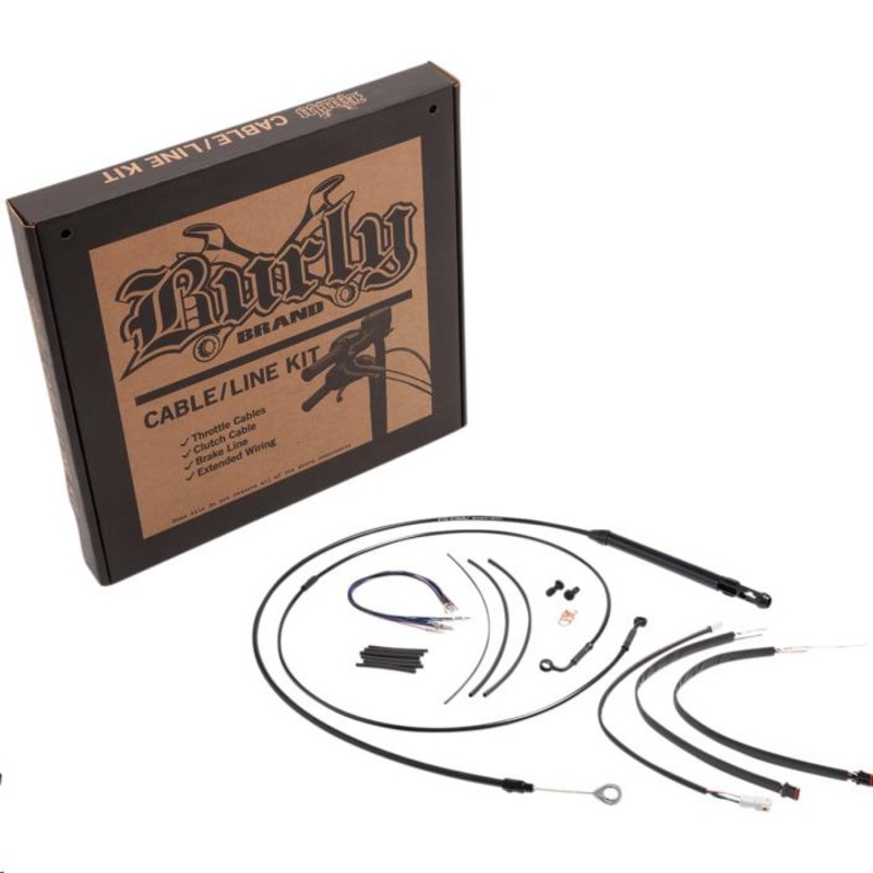 Burly Brand Black Vinyl Handlebar Cable & Brake Line Kit for Jail Bars – 14in. B30-1253