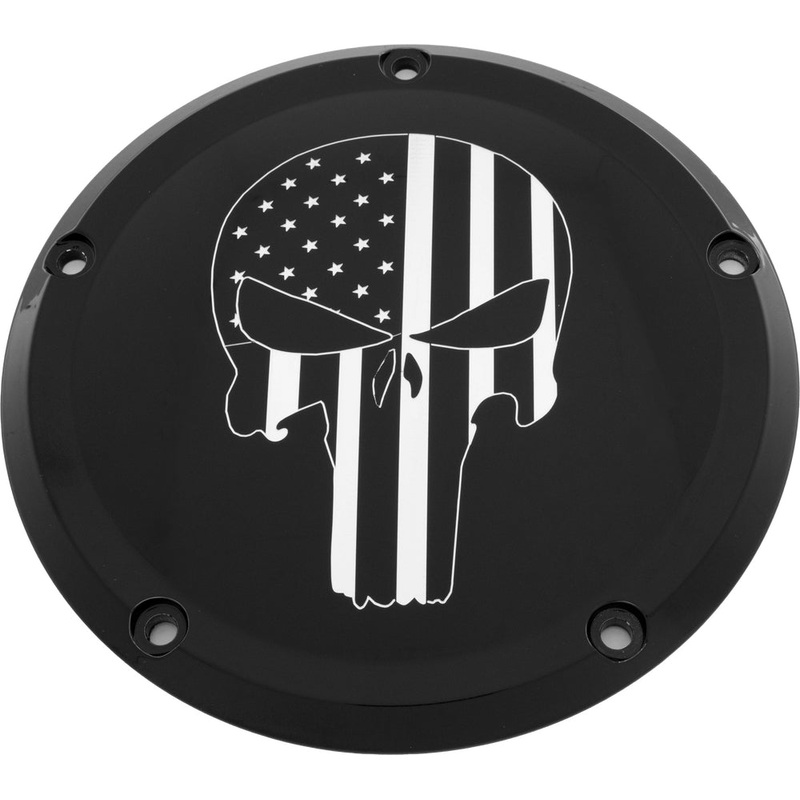 Custom Engraving LTD Culture Derby Cover for Punisher – Black – M8 Softail PATR22-67BG