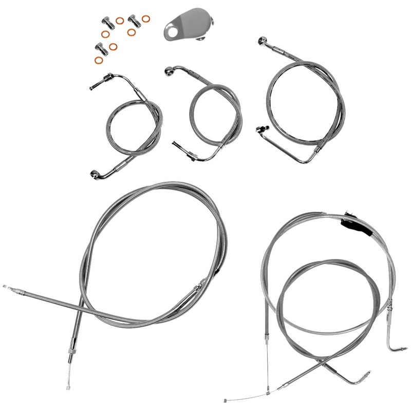 LA Choppers Cable/Brake Line Kit – 18-20in. Ape Hangers – Stainless Steel LA-8005KT-19
