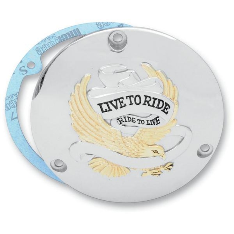 Drag Specialties Live to Ride Derby Cover – Gold 33-0010DA