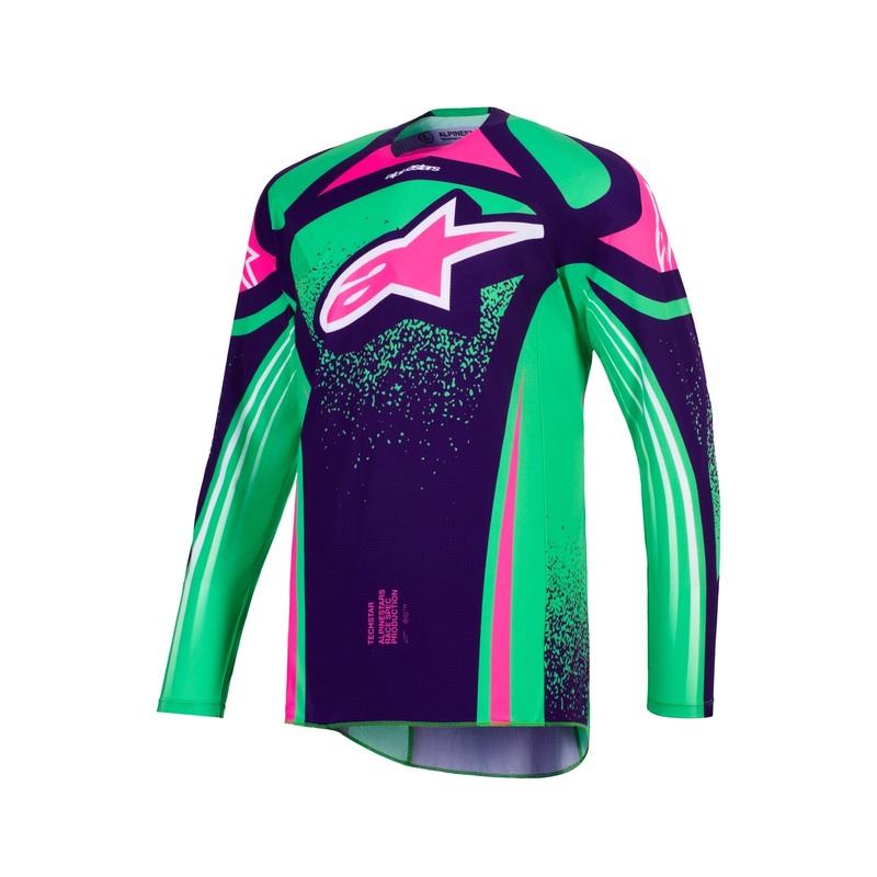 ALPINESTARS 2026 TECHSTAR NOMUR JERSEY – DEEP PURPLE GREEN PINK FLUO S