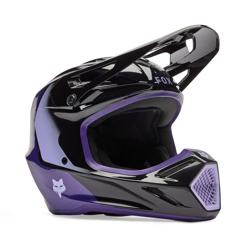 FOX 2026 YOUTH V3 SPIRE HELMET – BLACK/PURPLE S