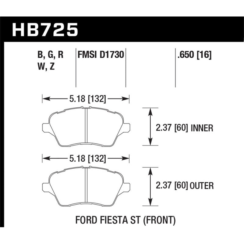 Hawk 2014 Ford Fiesta ST HPS 5.0 Front Brake Pads