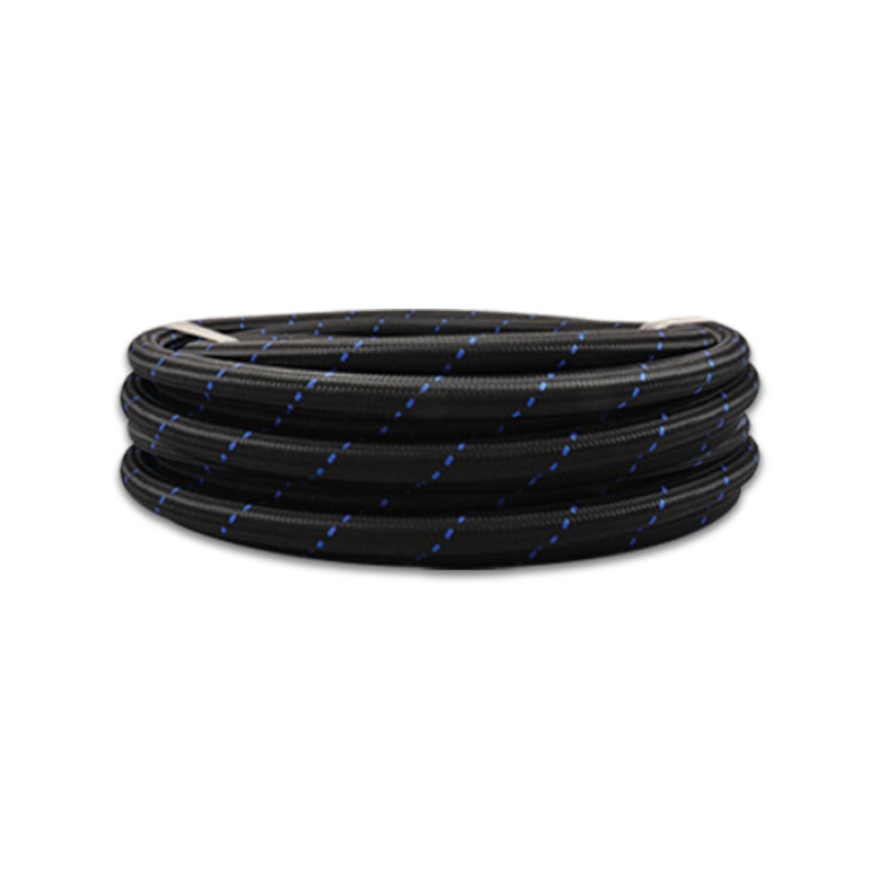 Vibrant -6 AN Two-Tone Black/Blue Nylon Braided Flex Hose (20 foot roll)