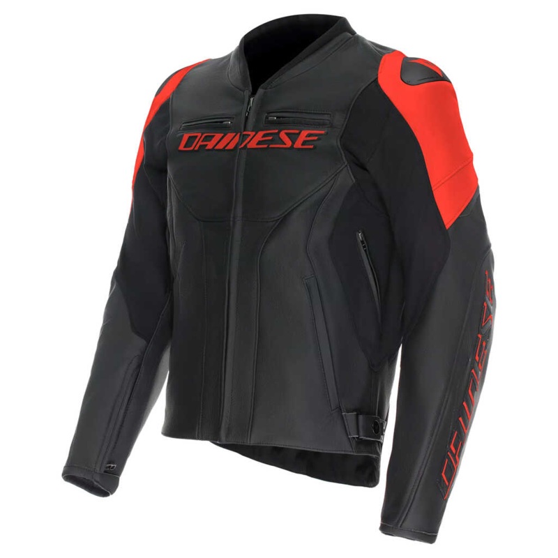DAINESE RACING 5 PERFORATED LEATHER JACKET – BLACK/BLACK/RED-FLUO 48
