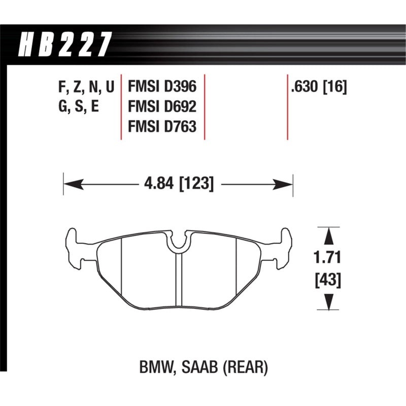 Hawk 1992-1998 BMW 318i HPS 5.0 Rear Brake Pads